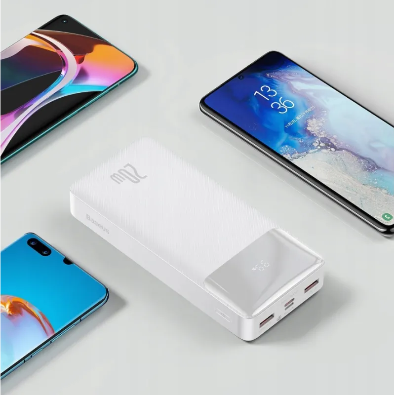 Універсальна мобільна батарея Powerbank Baseus Bipow Digital Display 20000mah 20w White (PPDML-M02)