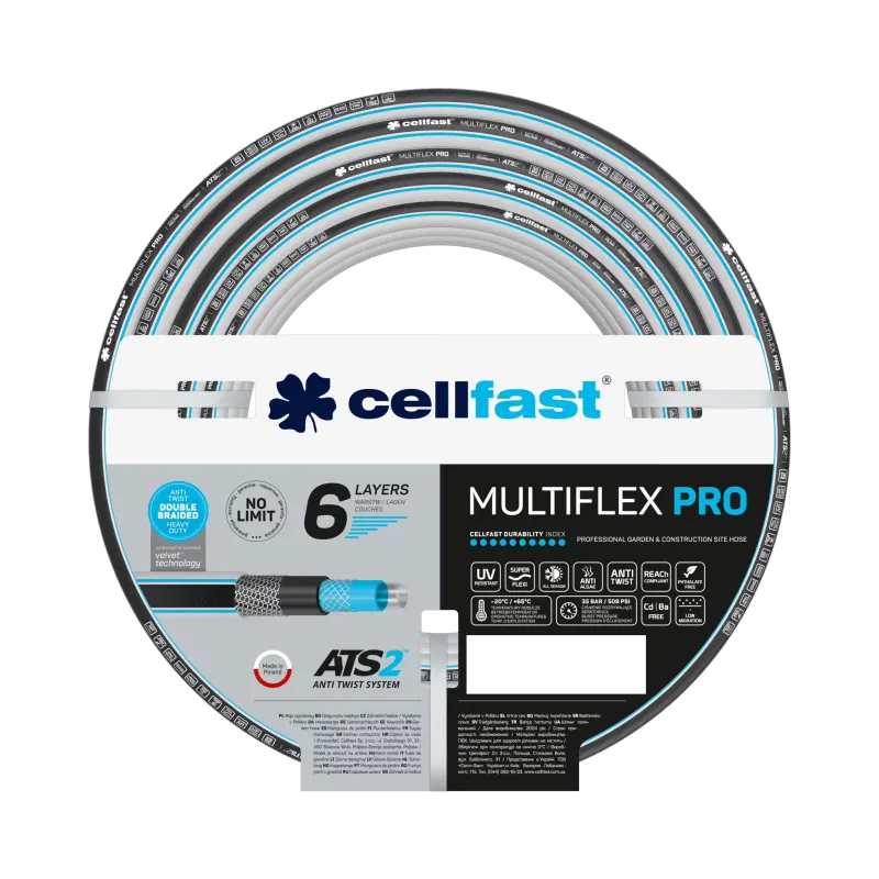 Садовий шланг для поливу Cellfast MULTIFLEX ATSV 1/2" (12,5 мм) 30 м (арт. 13-801)