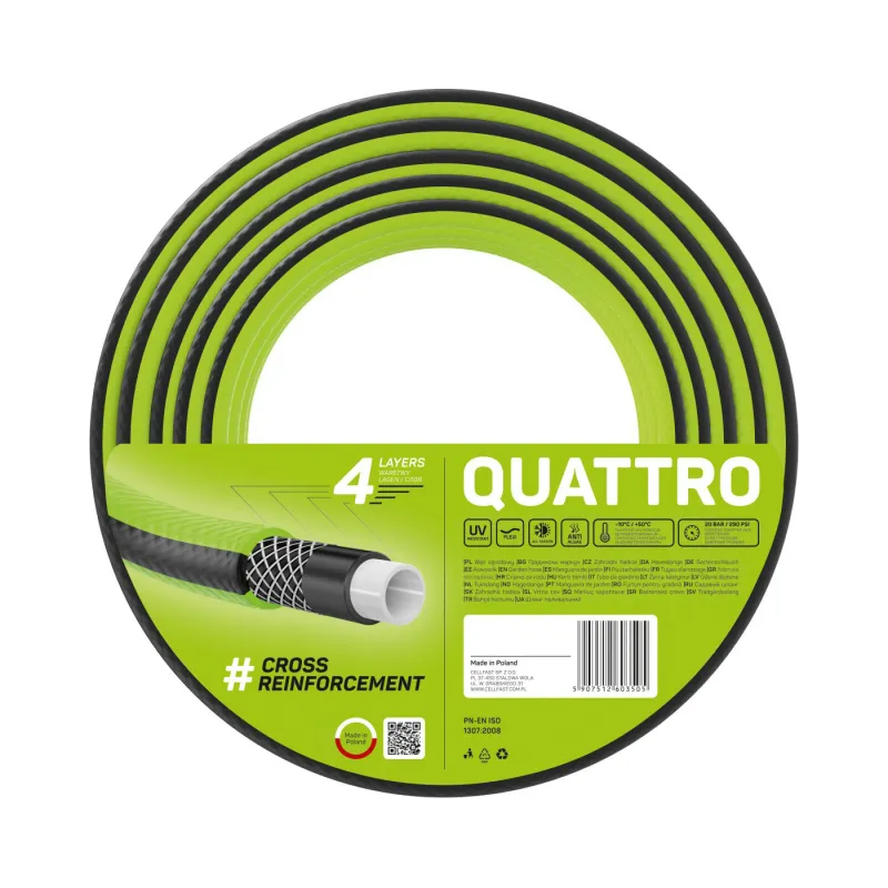 Садовый шланг для полива Cellfast Quattro 3/4" (19 мм) 25 м (арт. 10-075)